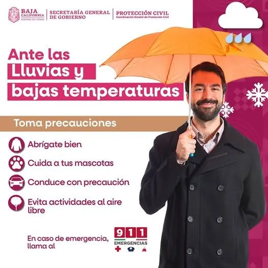 Recomiendan tomar precauciones por lluvias y bajas temperaturas
